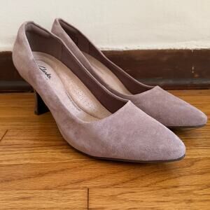 CLARKS | Katalenya Gem Pumps Soft Mauve Nude Suede Comfort Shoes | 9.5